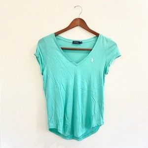Polo Ralph Lauren Tee Aqua Turquoise Green Blue 100% Cotton Small